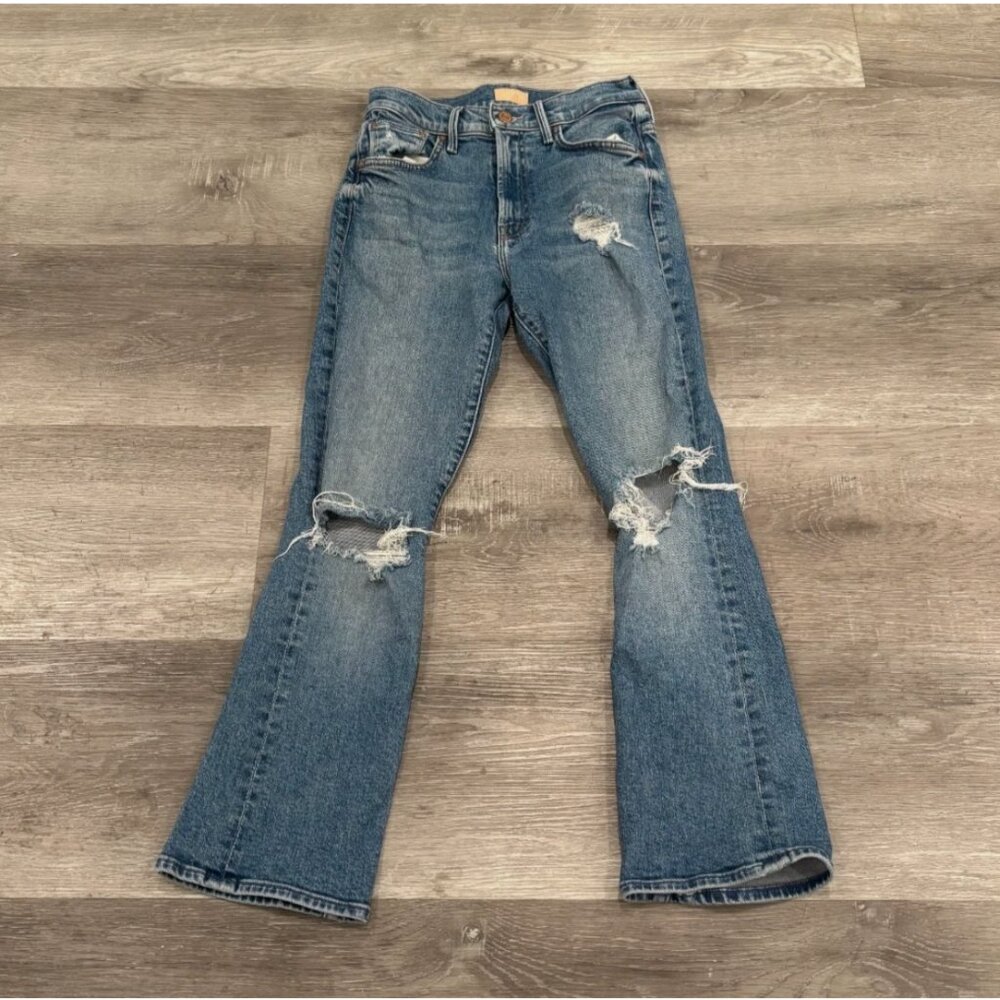 MOTHER The Insider Ankle Jeans Womens 25 Mid-Rise Bootcut Bloom And Doom